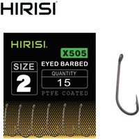 Hirisi 15pcs PTFE Coated Barbed Hooks High Carbon Steel For Carp Fishing Link X505