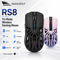 SMAILWOLF RS8 Tri-Mode Wireless Gaming Mouse Bluetooth 2.4G Rechargeable 1K Polling Rate Hollow Lightweight Ergonomic Mouse