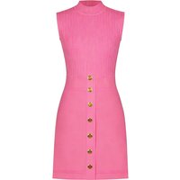 24118 High-quality Summer New Slim Fit Short Sleeveless Button Elastic Knitted Temperament Casual Women's Dress