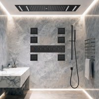 M Boenn 35*12 Inch Lovers Shower System Private Space Couple Shower Head Rainfall Smart Thermostatic Diverter Showers Faucet Set