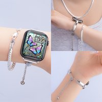 2PCS Strap+Bracelet For Apple Watch Strap Ultra 10 8 9 SE 7 6 Women Necklace Metal Band Wrist Bracelet For iWatch 46MM 45 42 49