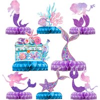 Mermaid Honeycomb Ornament Tableware Little Mermaid Birthday Party Decoration Kids Girl Under the Sea Party Supplies Baby Shower