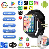 New S10 MAX Smart Watch 4/5G SIM Card 2.06''AMOLED Screen GPS WIFI 190°Rotating Camera Video Call Google Play Android Smartwatch