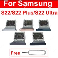 Dual Sim Card Tray For Samsung S22 S22 Plus S22 Ultra Single Dual Sim Card Tray Slot Card Holder Reader Parts
