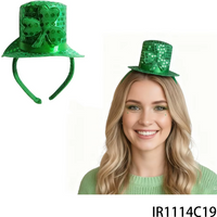PESENAR Sparkly Shamrock Top Hat Headband - St. Patrick's Day Party Accessory