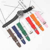 20mm 21mm 22mm Silikonband gebogenes Ende Tauchen wasserdichtes Gummiarmband Zubehör für Omega Rolex Seiko Daytona Uhrenarmband