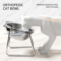 Elevated Cat Bowls Stainless Steel Raised Cat Bowl 15 Tilted Anti Vomiting Dog Dishes Orthopedic Pet Feeder For Food Water Sets