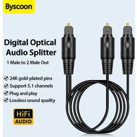Digital Optical Audio Splitter 1 in 2 Out Toslink Fiber Optic 1 Male to 2 Male Cable for Home Theater Stereo System