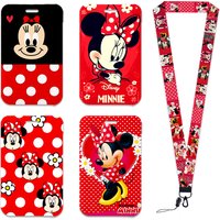 Disney Mickey Minnie Cute Card Case Lanyard ID Badge Holder Strap Bus Pass Case Cover Slip Bank Cardit Card Holder Kids Gift