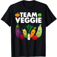 Women Summer Casual Black T Shirt Fun Vegetable Pattern Print Vegan Friendly Short Sleeve Fashion Daily Streetwear Travel Tops
