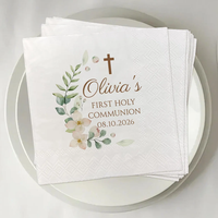 Customized 20Pcs First Holy Christening Paper Napkins Baptism Party Decorations Communion Desktop Accessories Dessert napkins