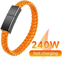 USB C to USB C Bracelet USB Cable Type C Portable Fast Charging Cord Bracelet For iPhone 15 16 Samsung Huawei Xiaomi Short Cable