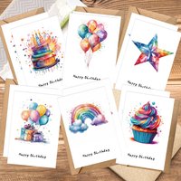 12pcs Colorful Birthday Cake Design Greeting Cards with Envelopes - Perfect for Birthdays, Thank Yous & Special Occasions