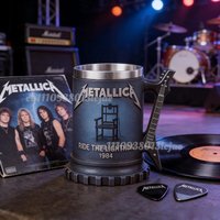 2026Metallica Ride The Lightning 1984 Collectible Mug, Guitar Handle Stainless Steel Lined Beer Stein, Heavy Metal Rock Fan Gift