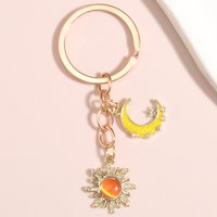 Mignon émail porte-clés soleil lune porte-clés ciel porte-clés Nature cadeaux pour femmes hommes sac à main accessoire bricolage bijoux faits à la main cadeaux