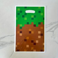 20Pcs/40Pcs Party Gift Bags Green Brown Pixel Block Mosaic Grass Pattern Game Pixel Gift Bags Birthday Festival Event and Party Supplies Party Small Gift Bags