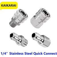 1/4 Inch Quick Connect Pressure Washer Fittings Stainless Steel Male and Female Adapter Set (Internal Thread, External Thread)