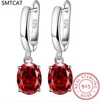 Natural Garnet Amethyst Citrine Peridot Blue Topaz 925 Sterling Silver Stud Earrings for Women Gemstone Jewelry