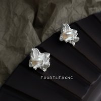 Cciris Irregular Baroque Pearl Earrings Liquid Silver Hypoallergenic Dainty Statement Jewelry Gift for Women
