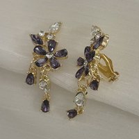 Rhinestone Exquisite Purple Zircon Romantic Gentle Temperament No Piercing Clip Earrings French Women's Light Luxury Earrings