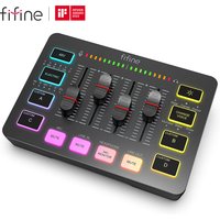 FIFINE Gaming Audio Mixer,Streaming 4-Channel RGB Mixer with XLR Microphone Interface,for Game Voice,Podcast,AmpliGame SC3