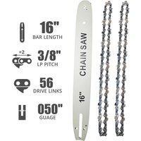 16 Inch 56 Drive Links Chainsaw Chain Guide Bar and Saw Chain Set 3/8" Pitch Chain Low-Kickback for Craftsman Carpentry Tools