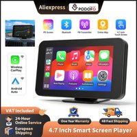 Podofo 4,7'' Kabelloses Carplay Android Auto Autoradio Bluetooth EQ FM GPS USB Auto-Monitor AUX Multimedia Touchscreen-Monitor AirPlay Android Cast IPS-Bildschirm-Player