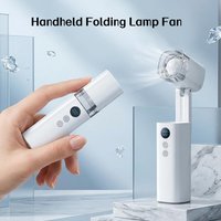 Handheld Foldable Mini Fan with Built-in Light — High-Power Turbo Fan for Outdoors, Camping, Dorms, and Desktops