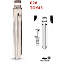 20pcs 02# TOY43 KD Key Blade VVDI Remote Blade For Toyota Corolla Crown Camry Highlander Corolla Vios Fukuda Auman