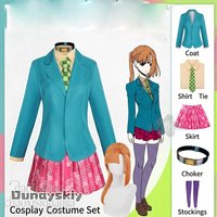Chidōin Sara Cosplay Anime Horror Game Your Turn To Die -Death Game By Majority- Costume JK School Uniform Blue Coat Halloween