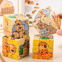 2Pcs Cartoon Animal Capybara Theme Magic Cube Educational Toys for Kids Birthday Party Favors School Rewards Pinata Fillers