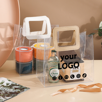 10 PCS Transparent Tote Bags PVC Gift Cosmetic Bags Wedding Party Gift Packaging Bags Christmas Candy Birthday Gifts Custom Logo