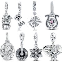 925 Sterling Silver Silver Series Horseshoe Pendant Carnation Charm Jewelry Making For Classic Bracelet Lady DIY Festival Gift