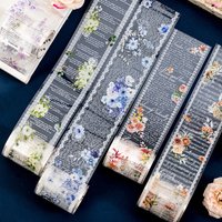 6 styles, each 200cm, PET tape. English Transparent Lace Flower Tape DIY Handmade Collage Decorative Material Tape Stickers