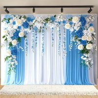 Elegant Blue and White Rose Arch Background - Photography Background, suitable for weddings, anniversaries, birthdays, etc