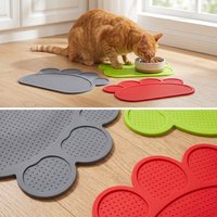 Silicone pet feeding mat with raised edges, anti slip and waterproof pet bowl mat suitable for dogs and cats