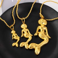 Fashion Mermaid Key Pendant for Women Necklaces Copper Plated Jewelry Accessories Making Component Wholesale