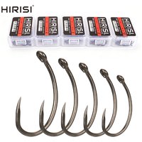 Hirisi 50pcs Barbless Fishing Hooks High Carbon Steel PTFE Coated 8012
