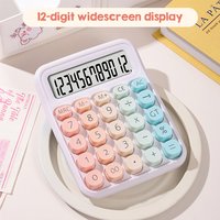 【Sale】Cute Calculator 12 Digit Large LCD Display Big Round Button Gradient Candy Colored Dual Power Supply Calculator for Office