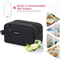 Cerbonny Black Cooler Bag Freezable Lunch Bag for Work School Travel Built-in Removable Ice Pack,Leak-proof Small Lunch Bag