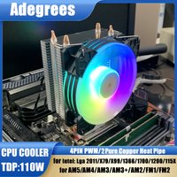 2 Heat Pipes CPU Cooler AM4 5V-3PIN ARGB Cooling Fan for Intel 775 2011 1700 1200 1150 1155 1156 1366 X79 X99 AMD AM2 AM3 AM5