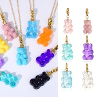 Hot Style Gold Plated Charms Multicolor Jelly Gummy Bear Pendant Stainless Steel Jelly Gummy Teddy Bear DIY Jewelry Accessories