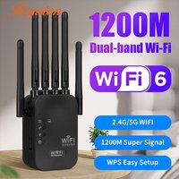 WiFi Repeater Wireless Router 1200Mbps 2.4G 5G Signal Cover Extender High Gain 6 Antenna Network Amplifier Range Signal Booster