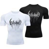 Summer Compression Sweatshirt Short Sleeve Men's Fitness T-Shirt Running Quick-Dry Top Gym Workout Bodybuilding T-Shirt S-3XL