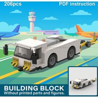 MOC Airport Pushback Tractor Building Blocks Aircraft Tug Car Ground Support Equipment Diorama Display Adult Brick Set 206PCS