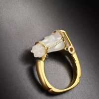 Hot Selling Hetian Jade Horse Head Ring, Lucky Year of Horse Saddle Ring, Elegant Light Luxury Jewelry