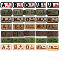 2.5*5CM,A B AB O POS-NEG Blood Type Badges Fabric Applique Embroidery Hook and Loop Patches,Military Tactical Patch On Backpack