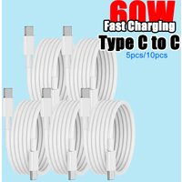 5pcs/10pcs PD 60W Type C to Type C Cable For IPhone 15 Fast Charging Cable For Samsung Xiaomi Huawei USB Type C Phone Data Cable
