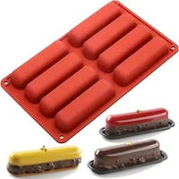 8 Cavity Silicone Cake Mold 3D Long Strip Silione Molds Mousse Cake Silicone Baking Molds French Dessert Chocolate Mold Bakeware