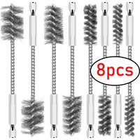 8pcs Stainless steel Wire Tube Brushes 1/4" Hex Shank for Deburring Screws and threads Dusting Decaying and Polishing Pipes Cars